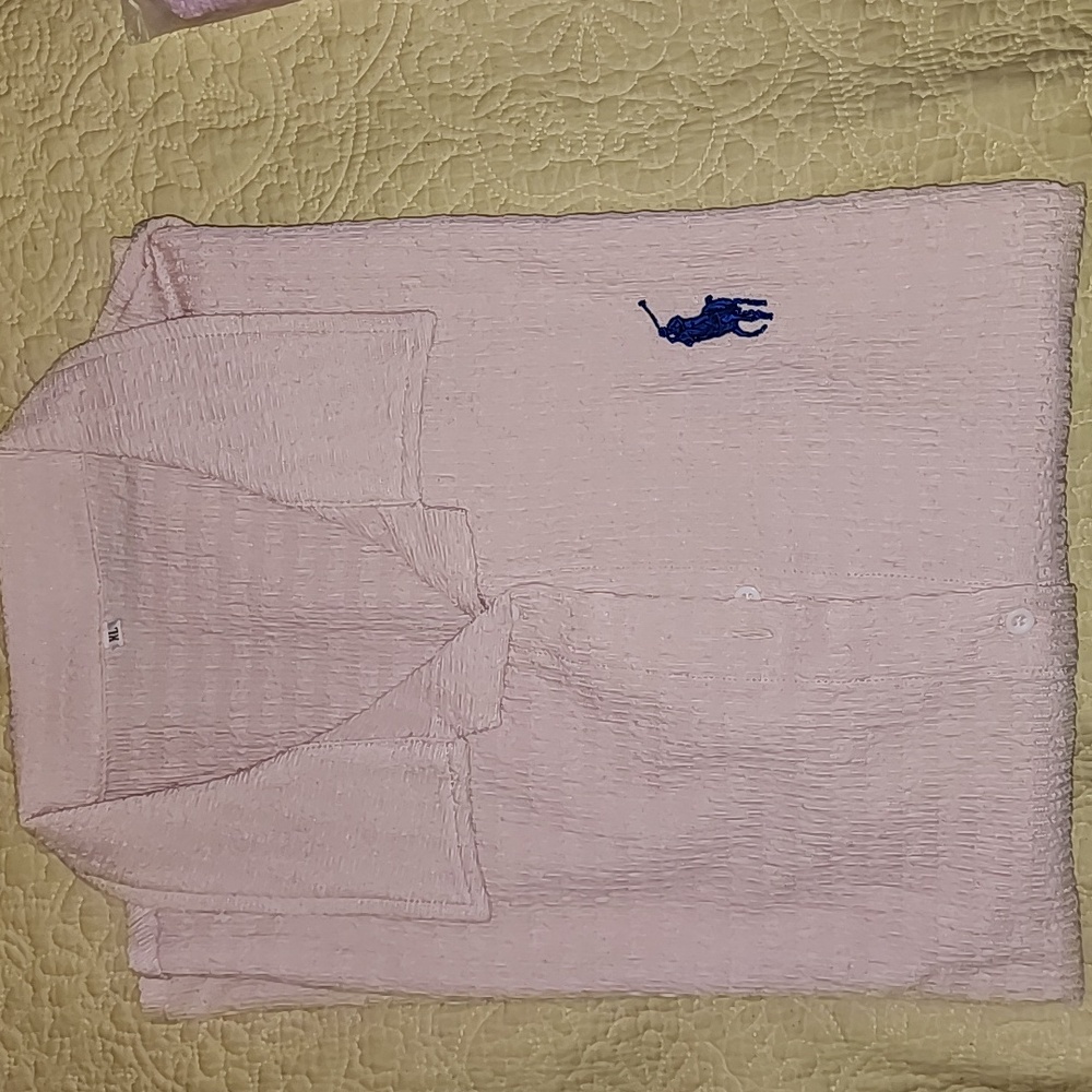 Light Pink Men's Gauze Button up Casual Shirt